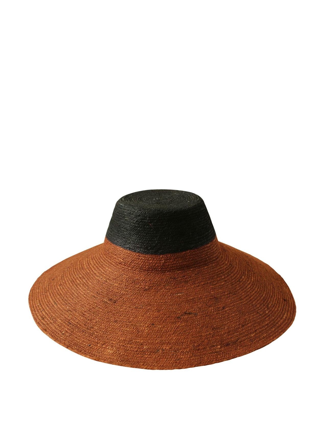 Riri duo jute handwoven straw hat in burnt sienna and black