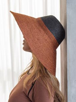 Riri duo jute handwoven straw hat in burnt sienna and black Hat BrunnaCo    - Collagerie