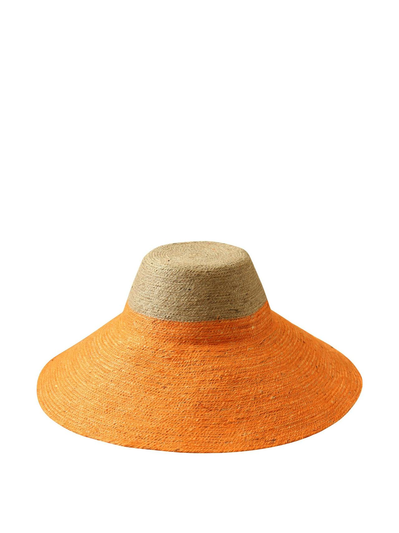 Riri duo jute handwoven straw hat in pumpkin orange