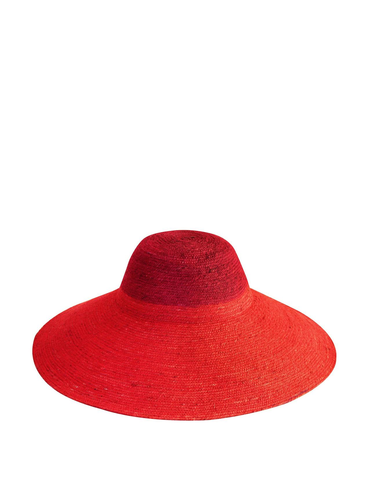 Riri duo jute handwoven straw hat in red and maroon