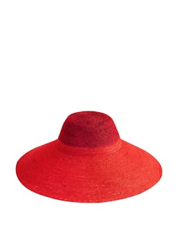 Riri duo jute handwoven straw hat in red and maroon Straw Hat BrunnaCo    - Collagerie