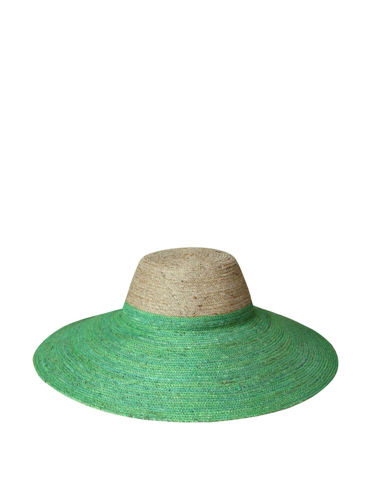 Riri duo jute handwoven straw hat in natural and kelly green