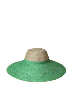 Riri duo jute handwoven straw hat in natural and kelly green Hat BrunnaCo    - Collagerie