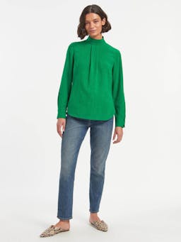 Emerald green Riley funnel neck blouse Blouse Cefinn    - Collagerie