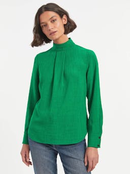 Emerald green Riley funnel neck blouse Blouse Cefinn    - Collagerie