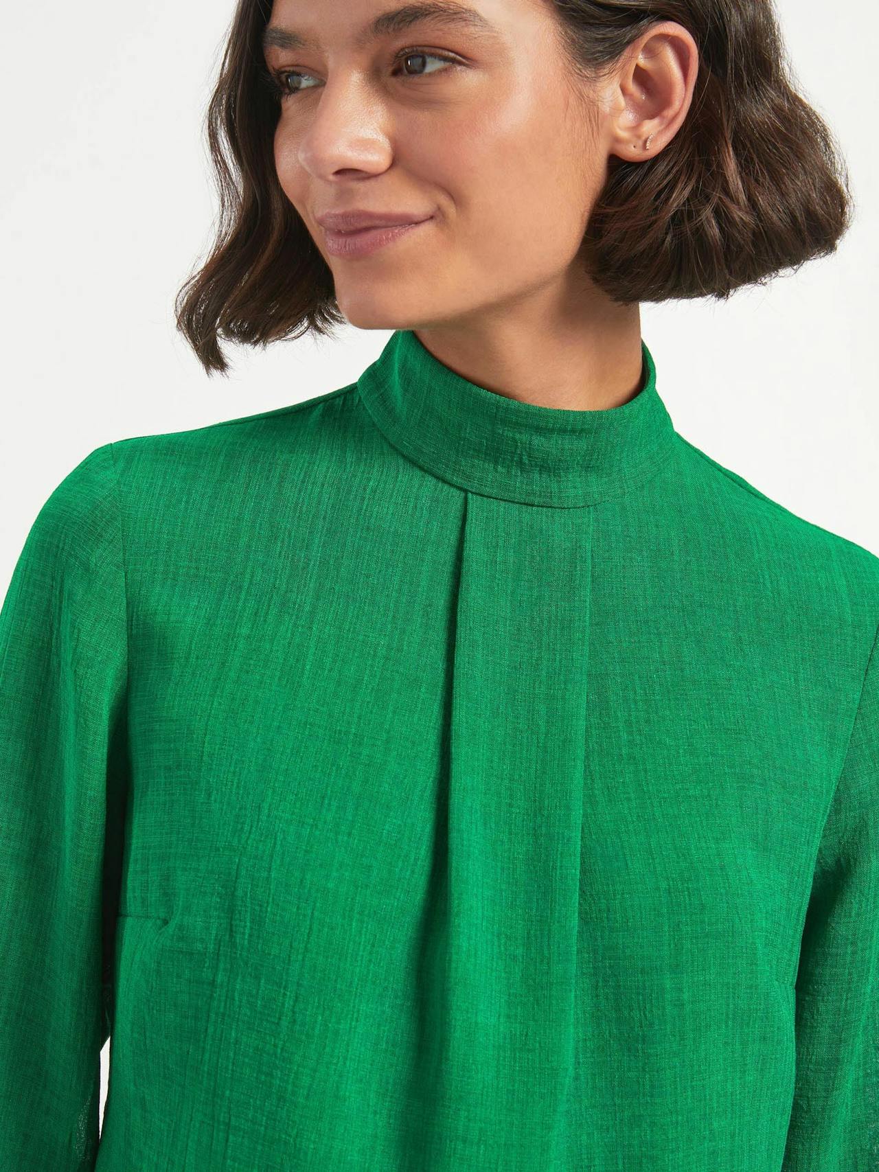 Emerald green Riley funnel neck blouse Blouse Cefinn    - Collagerie