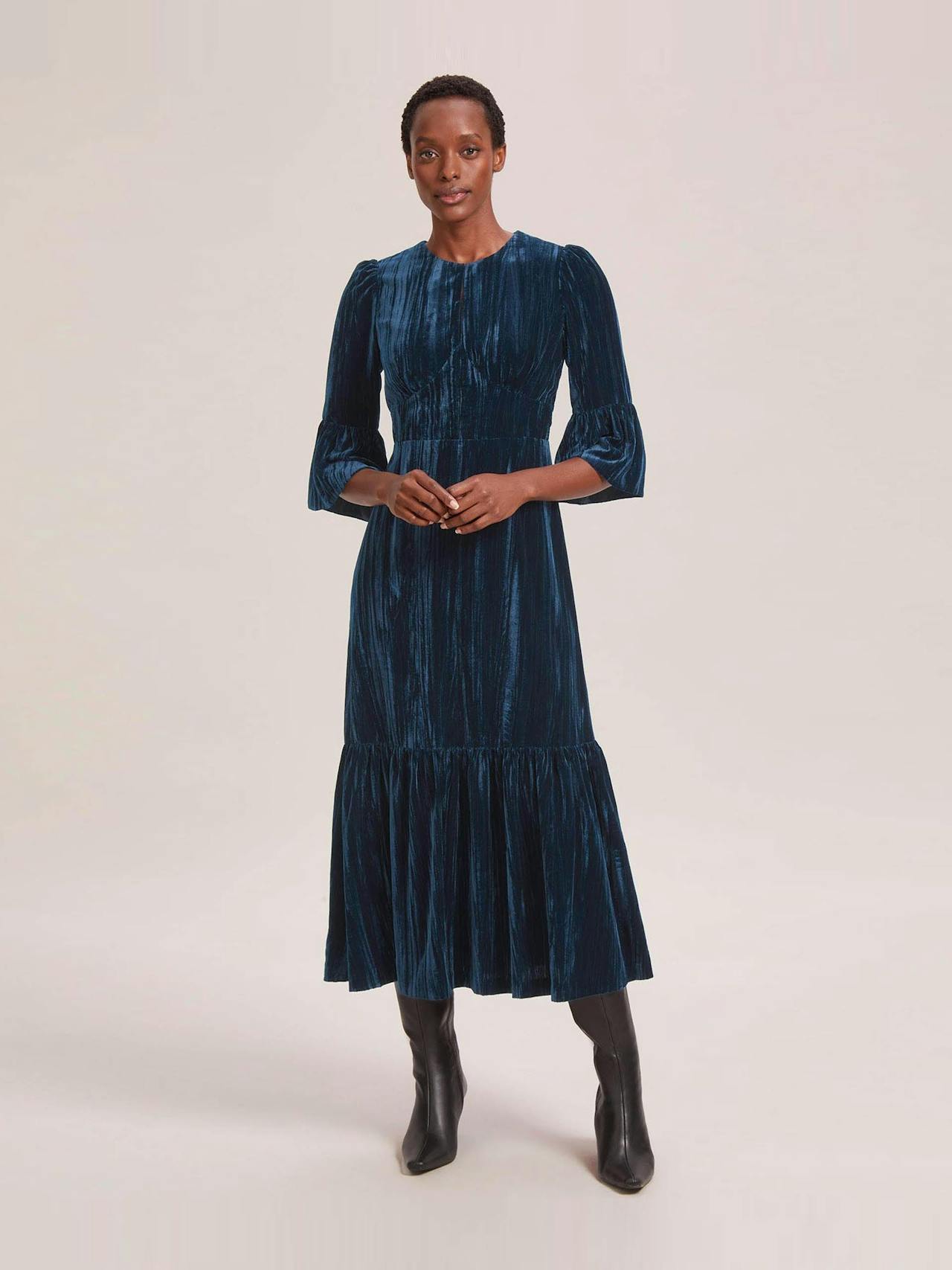 Dark blue Daphne velvet maxi dress Dress Cefinn    - Collagerie