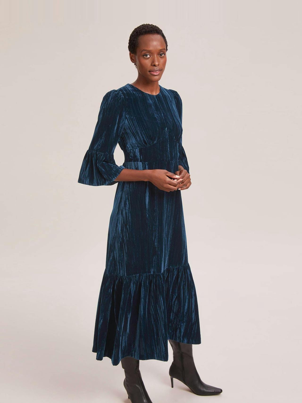 Dark blue Daphne velvet maxi dress Dress Cefinn    - Collagerie