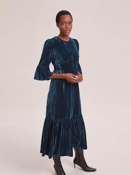 Dark blue Daphne velvet maxi dress Dress Cefinn    - Collagerie