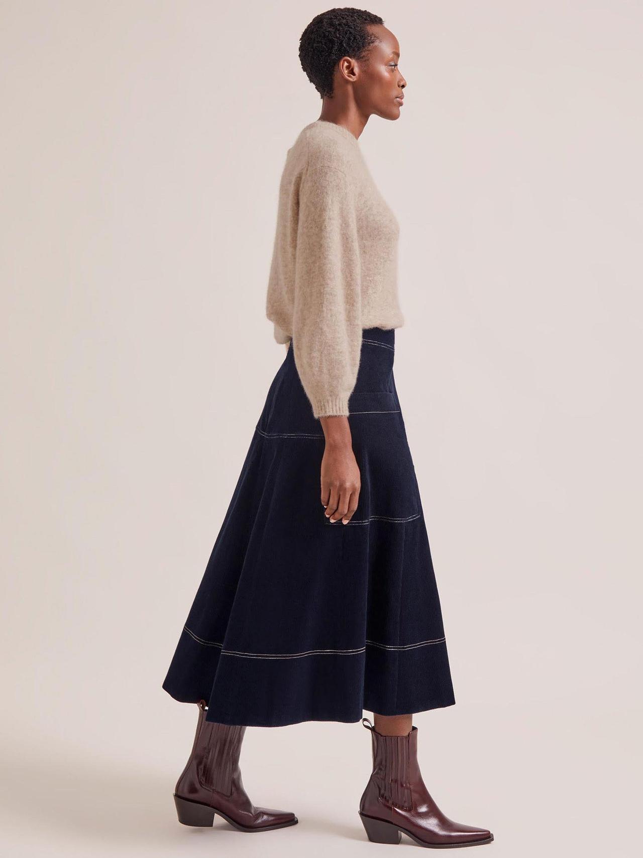 Navy Simone corduroy maxi skirt Skirt Cefinn    - Collagerie