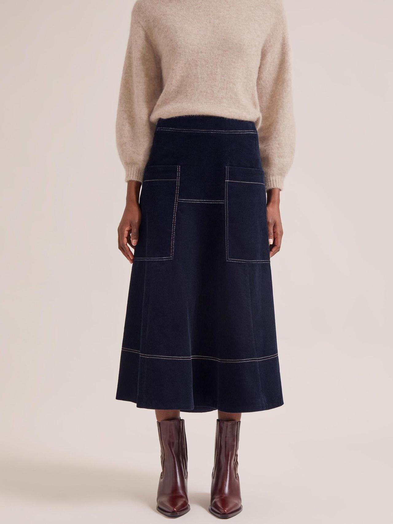 Navy Simone corduroy maxi skirt Skirt Cefinn    - Collagerie