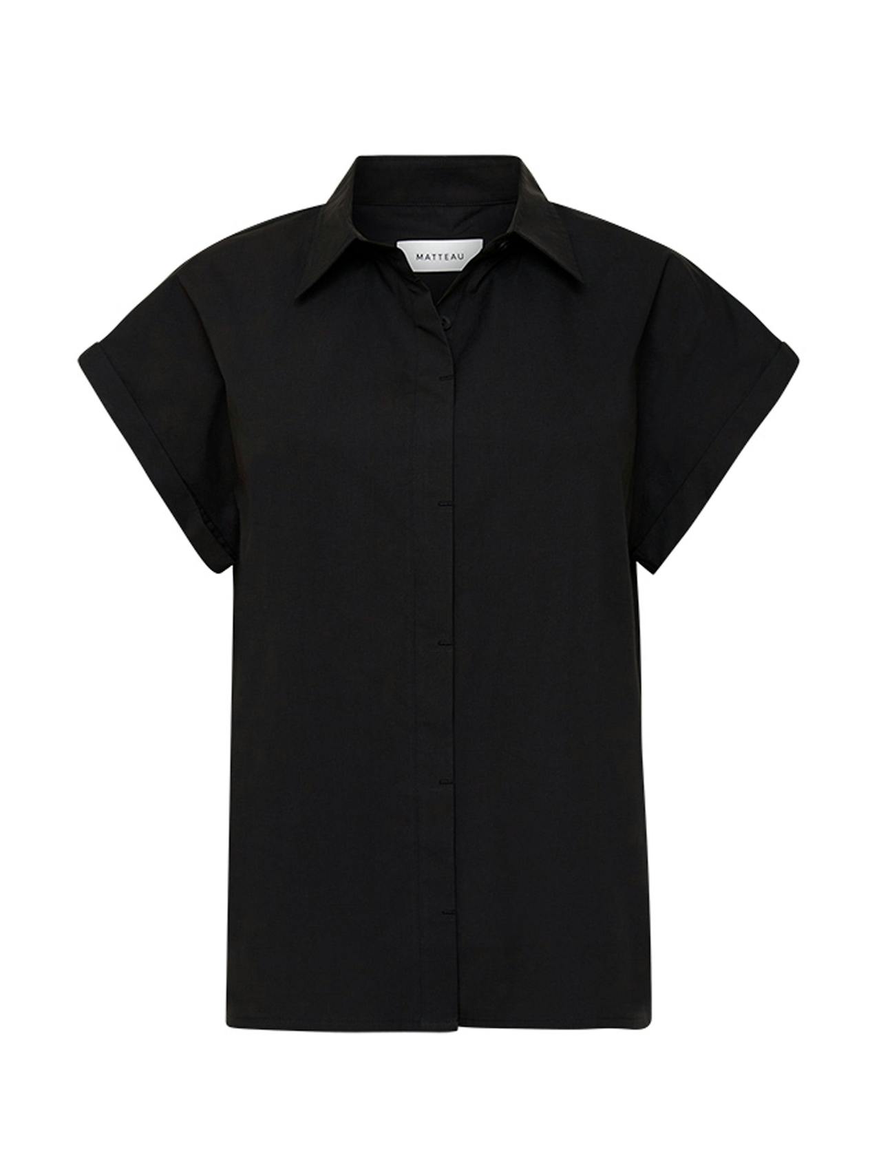 Black cotton relaxed sleeveless shirt