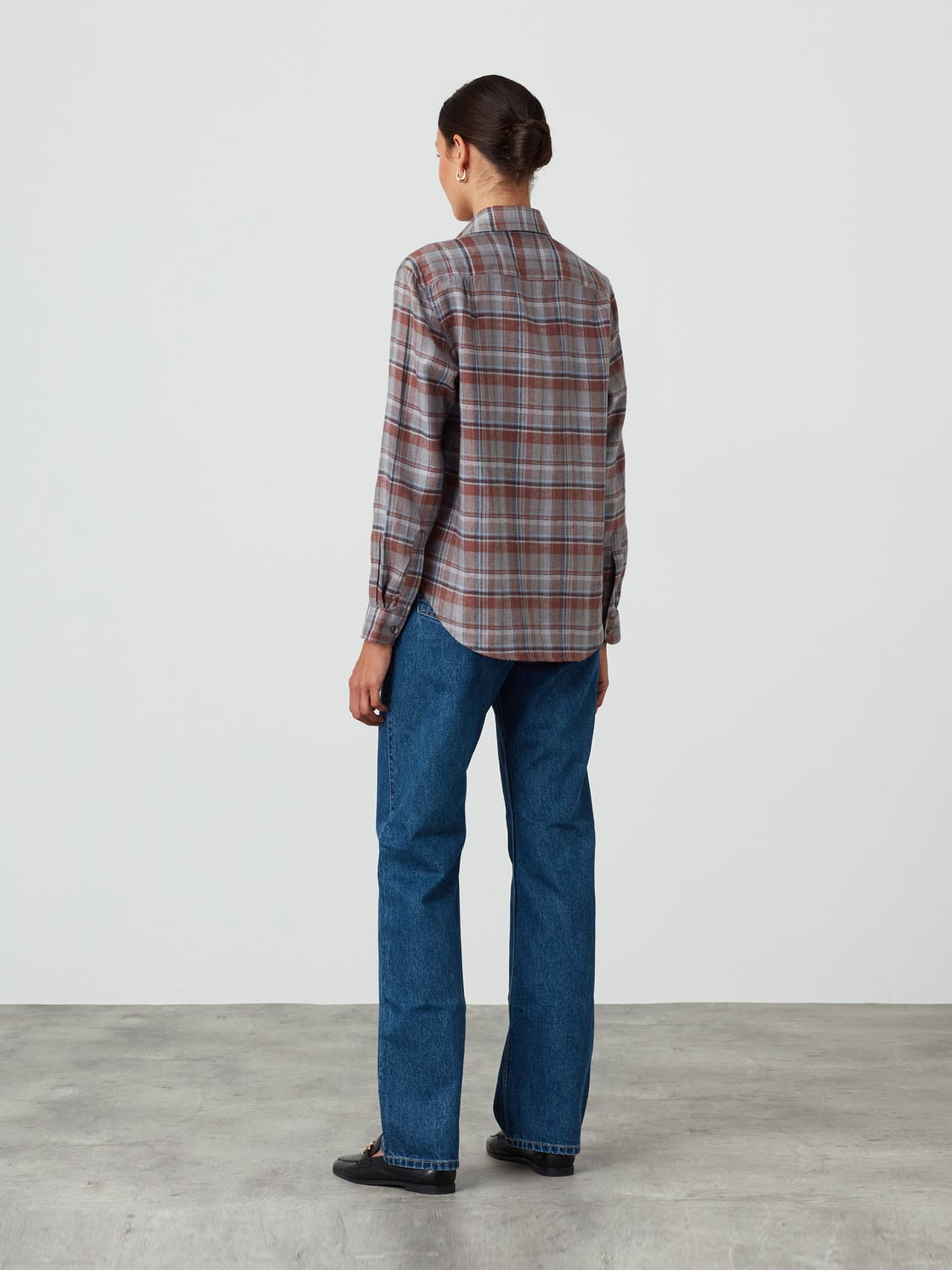 Rust check brushed linen Classic shirt Shirts With Nothing Underneath    - Collagerie