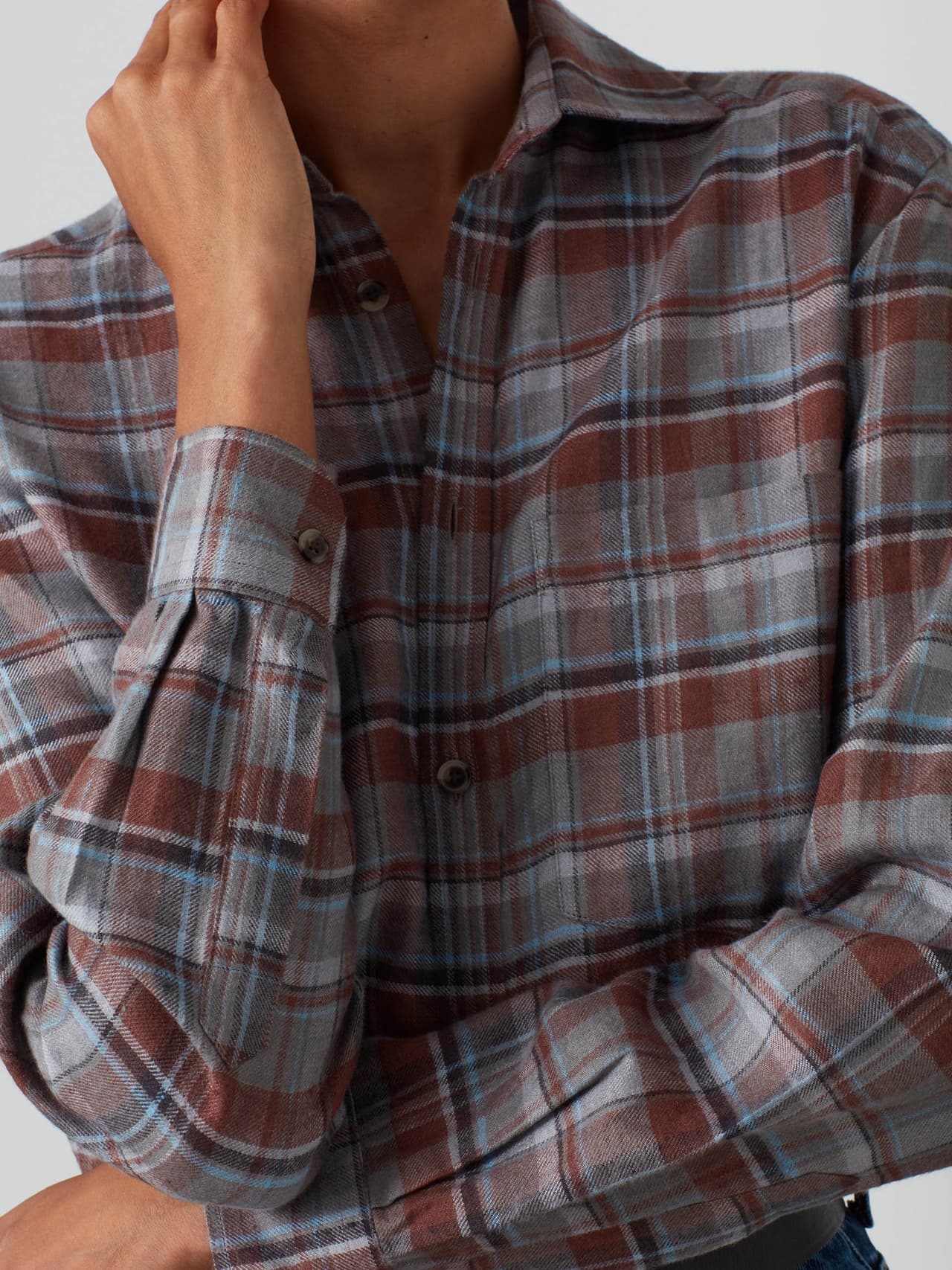 Rust check brushed linen Classic shirt Shirts With Nothing Underneath    - Collagerie