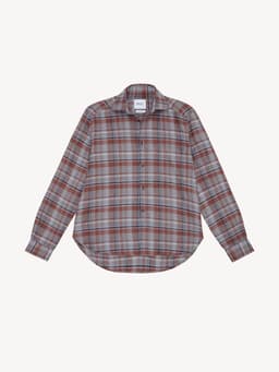 Rust check brushed linen Classic shirt Shirts With Nothing Underneath    - Collagerie