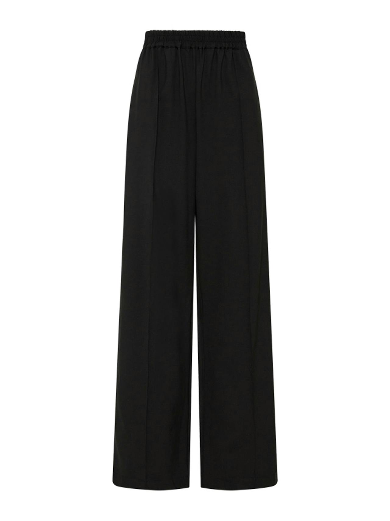 Black relaxed pin-stitch trousers