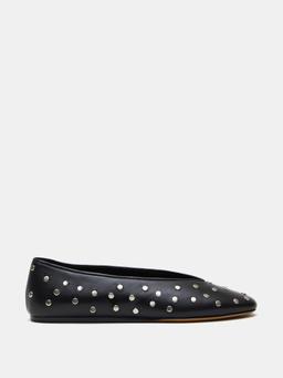 Black leather studded regency slippers Shoes Le Monde Beryl    - Collagerie