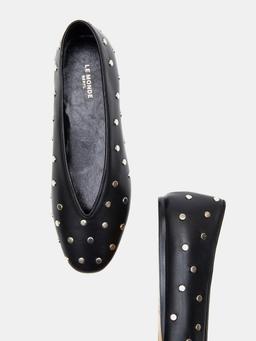 Black leather studded regency slippers Shoes Le Monde Beryl    - Collagerie