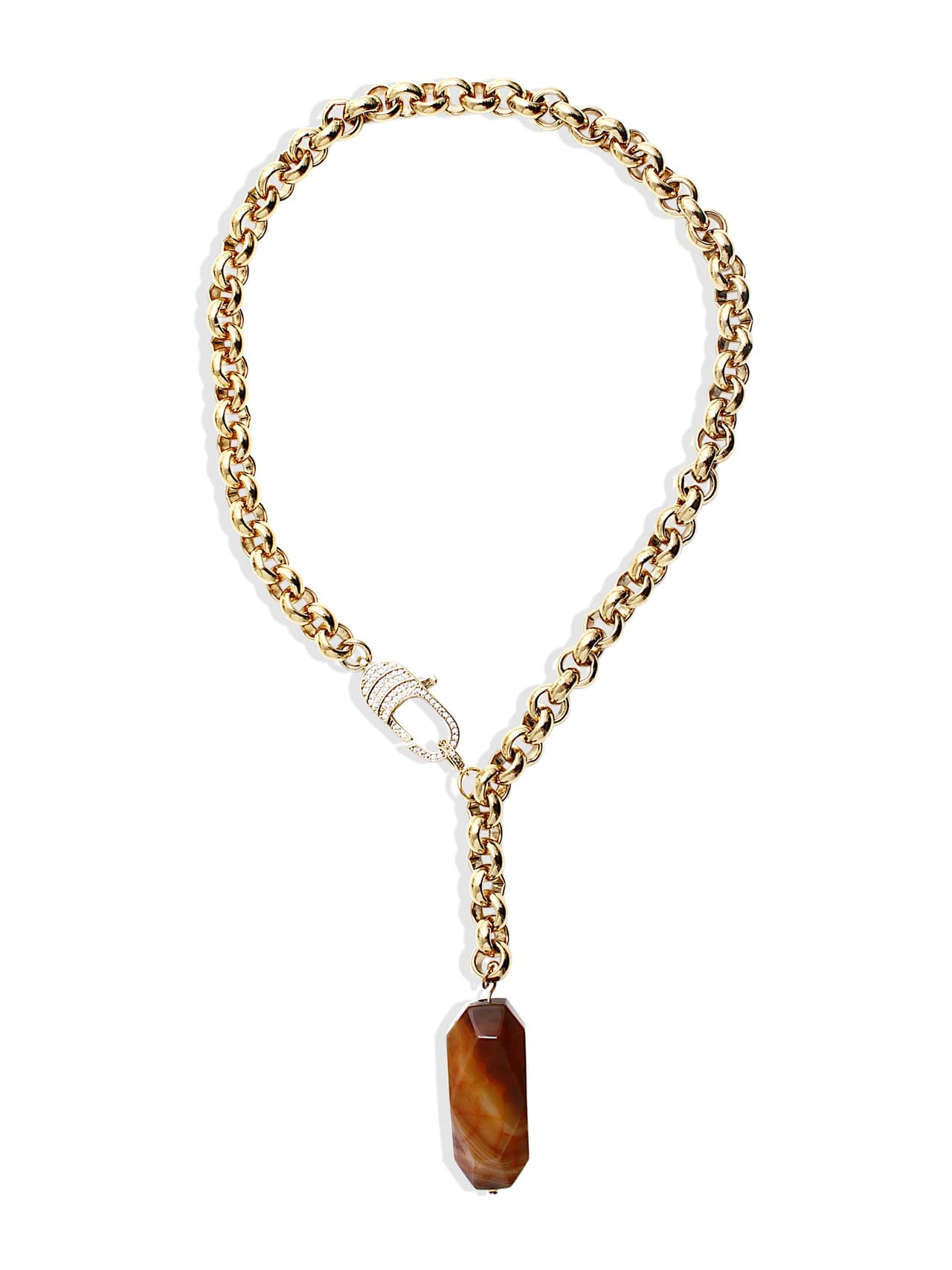 Gold with brown agate Reine necklace