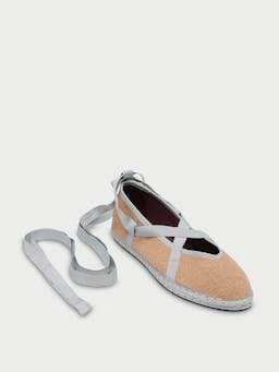 Grey Ribbon linen flats Ribbon Flabelus    - Collagerie