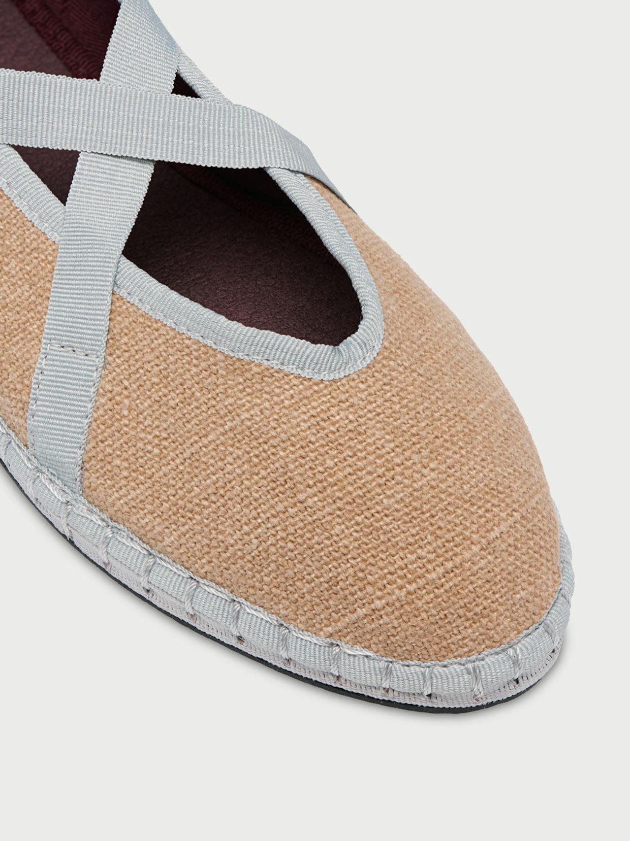 Grey Ribbon linen flats Ribbon Flabelus    - Collagerie