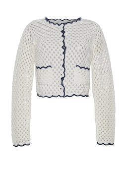 Ivory navy crotchet Roma cardigan Cardigan Cara Cara    - Collagerie