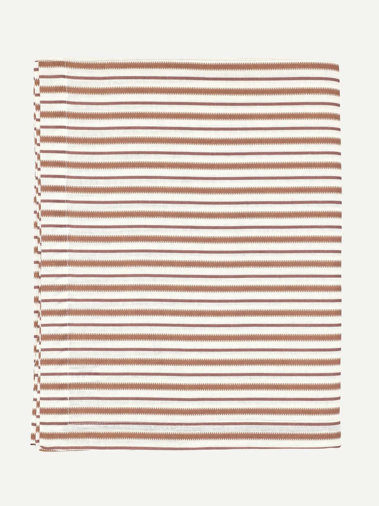 Victoria striped linen tablecloth in dusty rosewood Tablecloth Rebecca Udall    - Collagerie