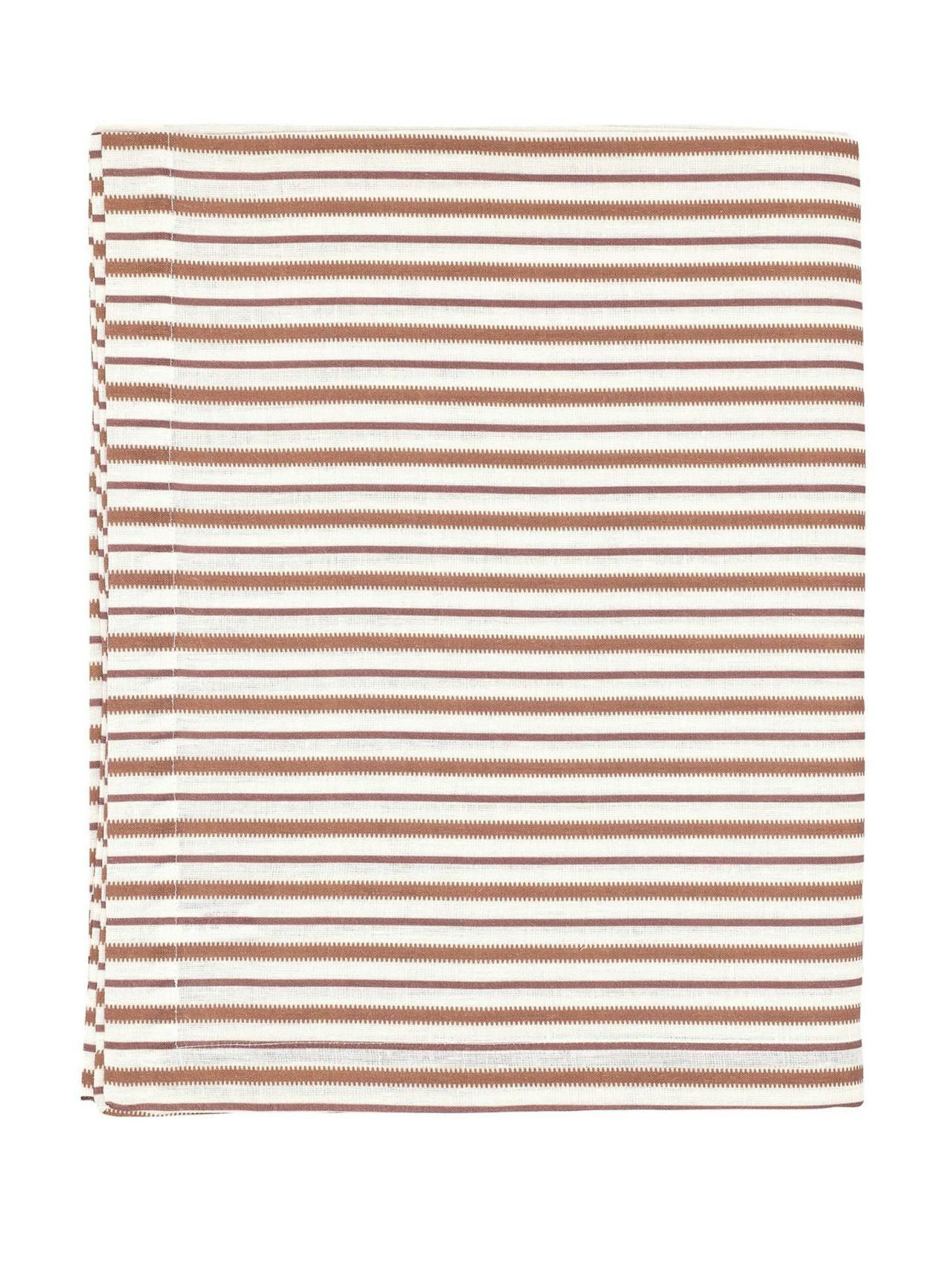 Victoria striped linen tablecloth in dusty rosewood