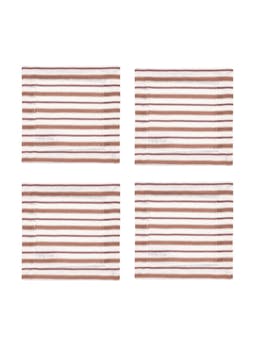 Victoria striped linen coasters in dusty rosewood (set of 4) Coasters & Cocktail Napkins Rebecca Udall    - Collagerie