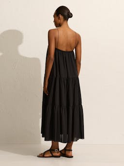 Black voluminous tiered sundress Womens Apparel - Dresses Matteau    - Collagerie