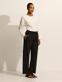 Black relaxed pin-stitch trousers Womens Apparel - Pants Matteau    - Collagerie