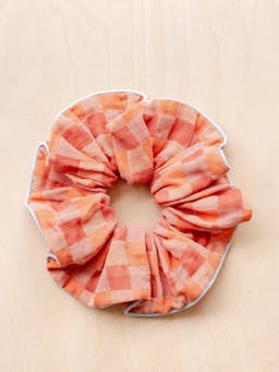 Apricot checkerboard otton oversized scrunchie Scrunchie TBCo    - Collagerie