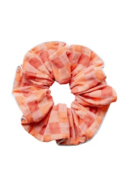 Apricot checkerboard otton oversized scrunchie Scrunchie TBCo    - Collagerie