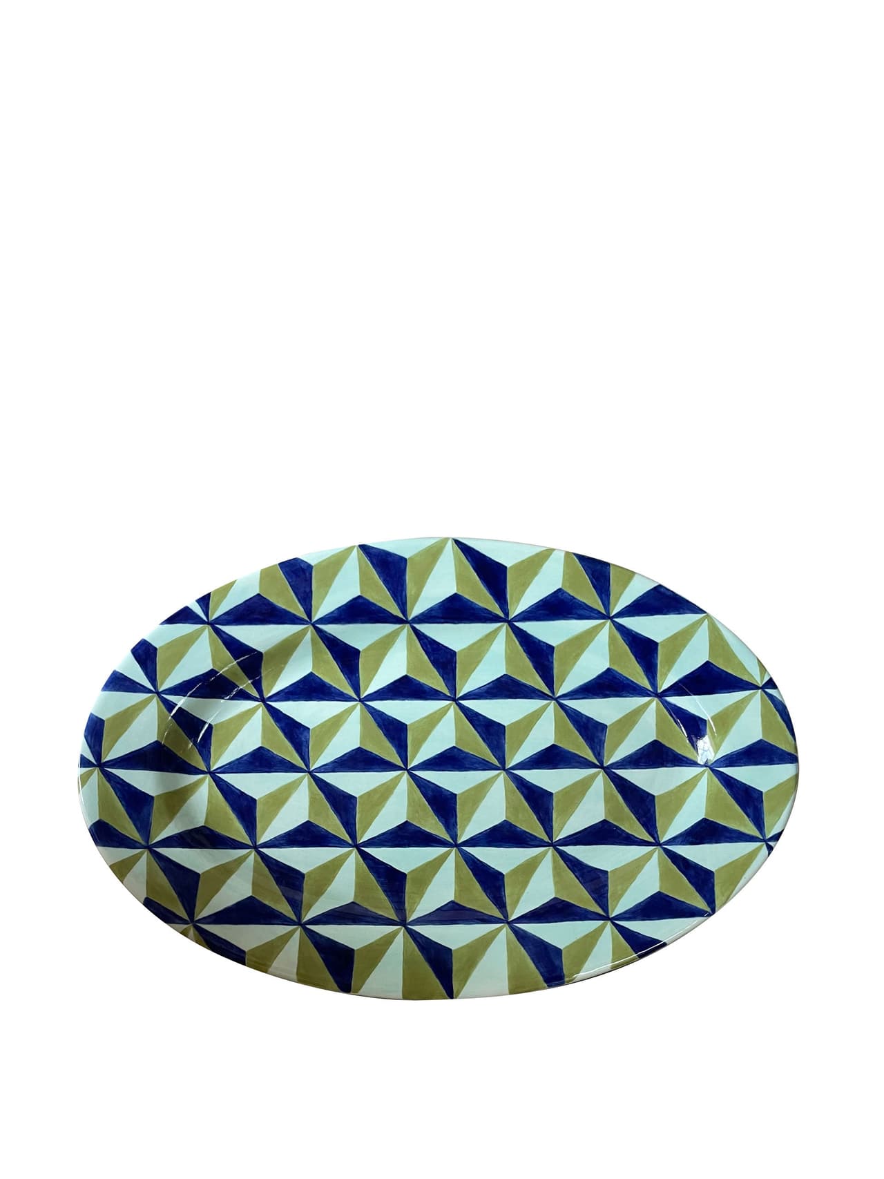 Starry eye platter, blue and olive