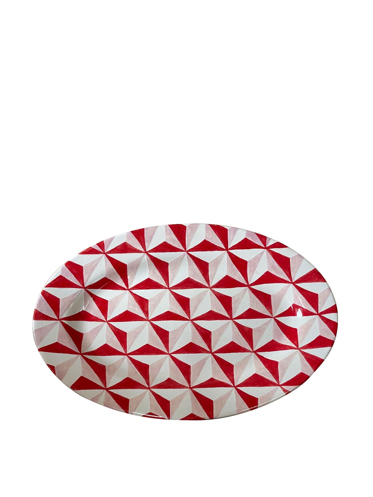 Starry eye platter, red and pink