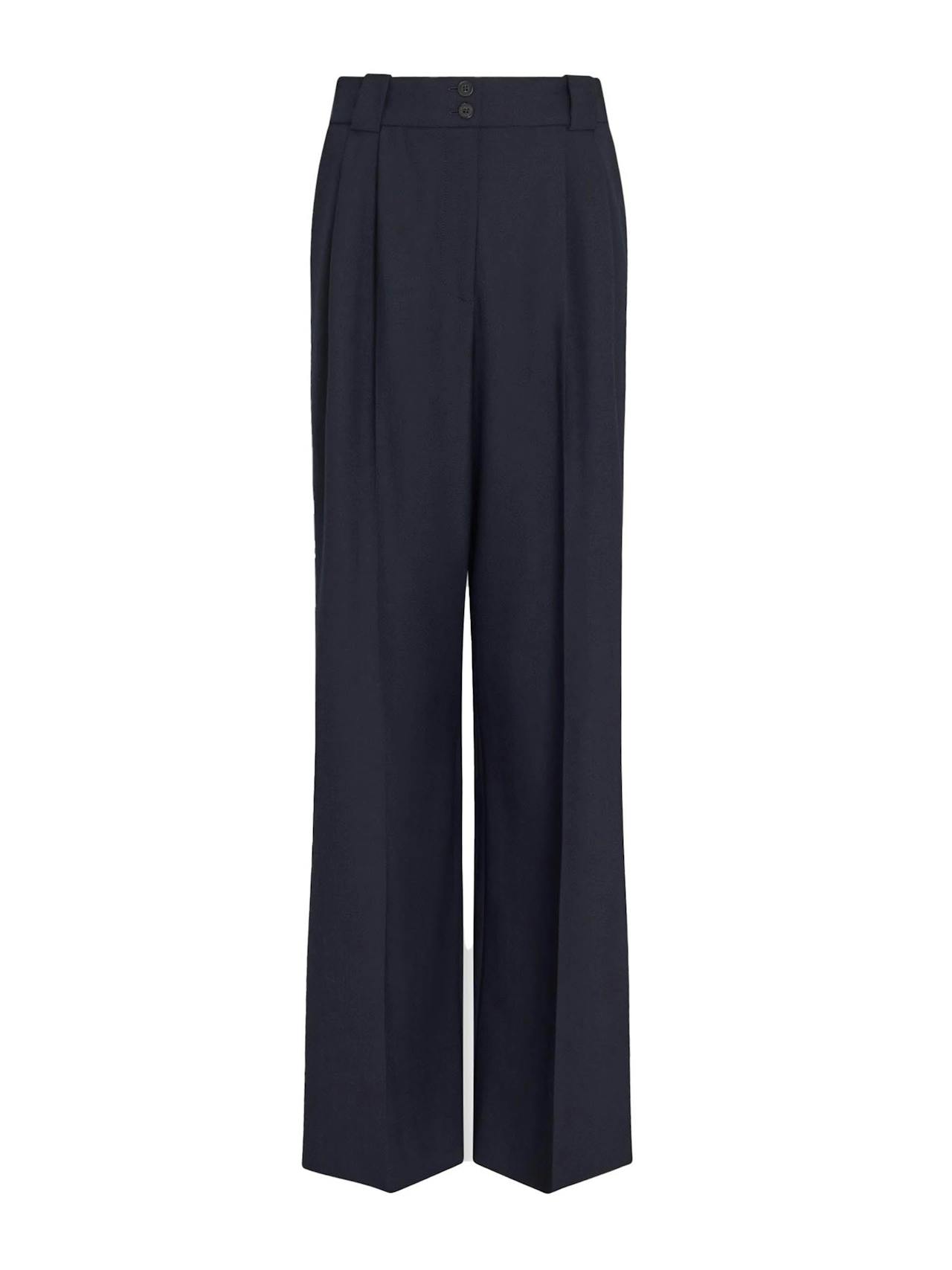 Navy Margot new wool wide leg trousers Trouser Cefinn    - Collagerie