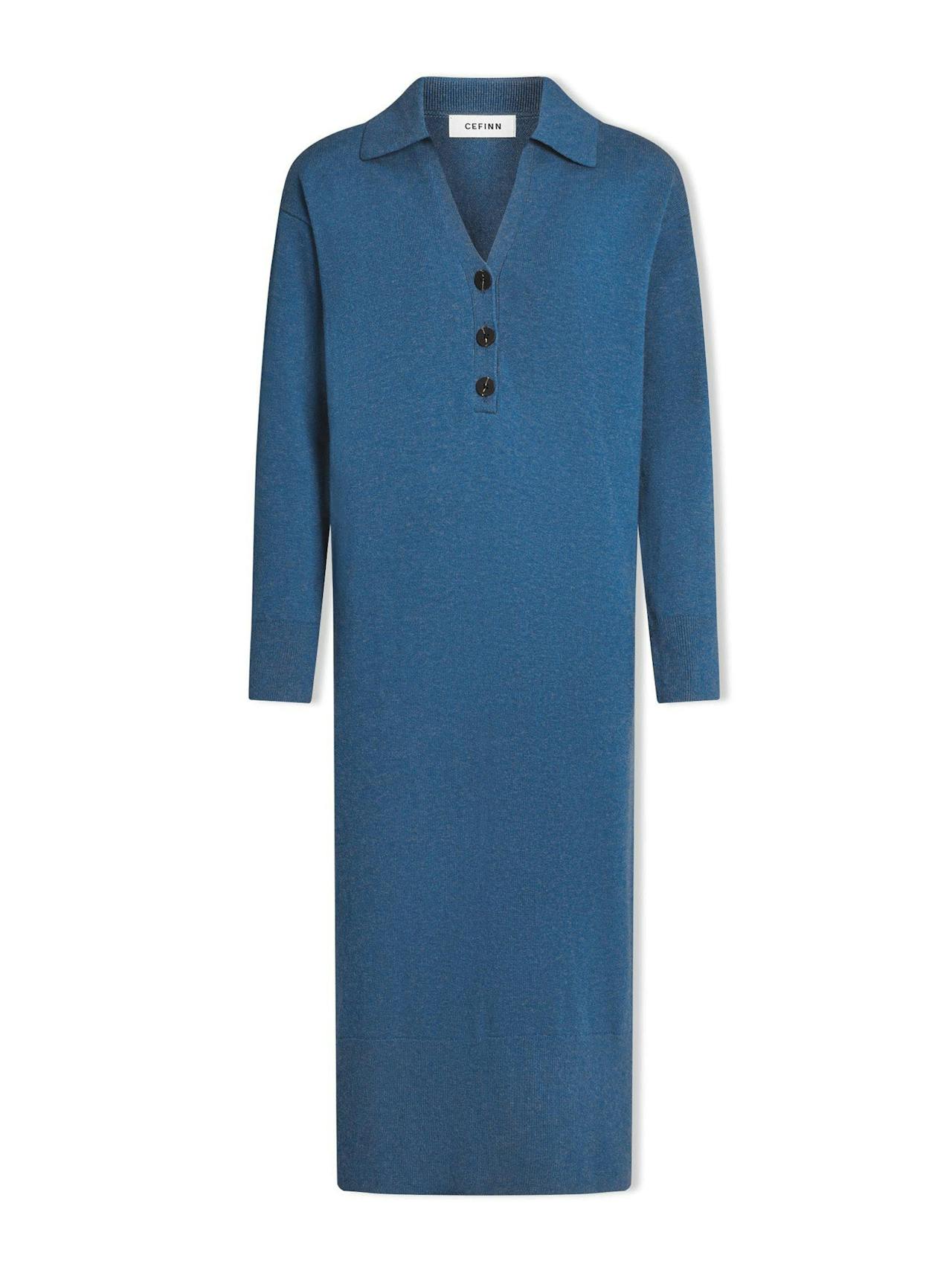 Mid blue Eleanor wool knit dress