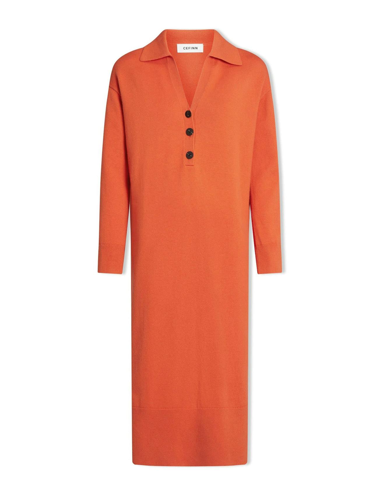 Orange Eleanor wool knit dress