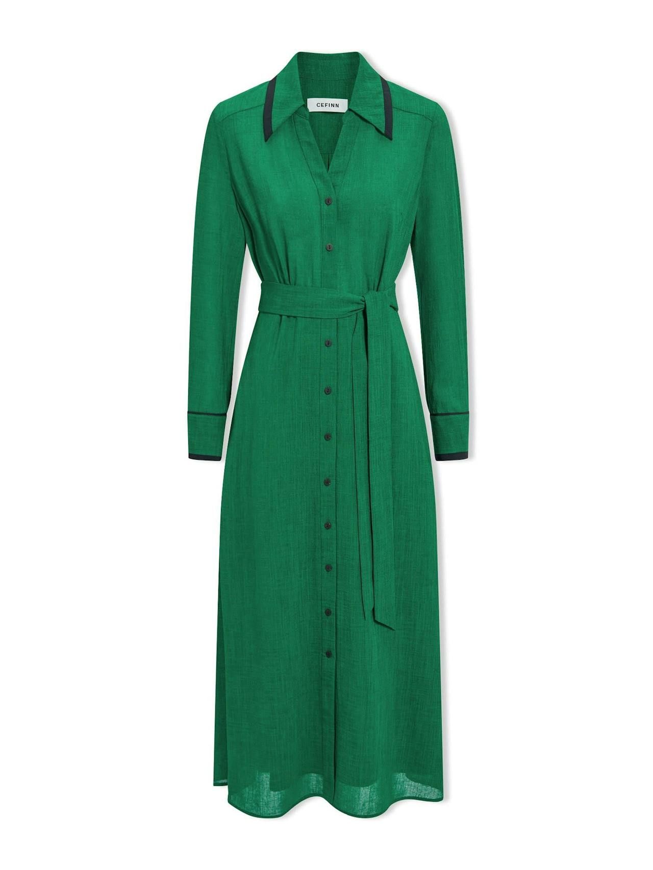 Emerald green Fallon Techni voile maxi dress