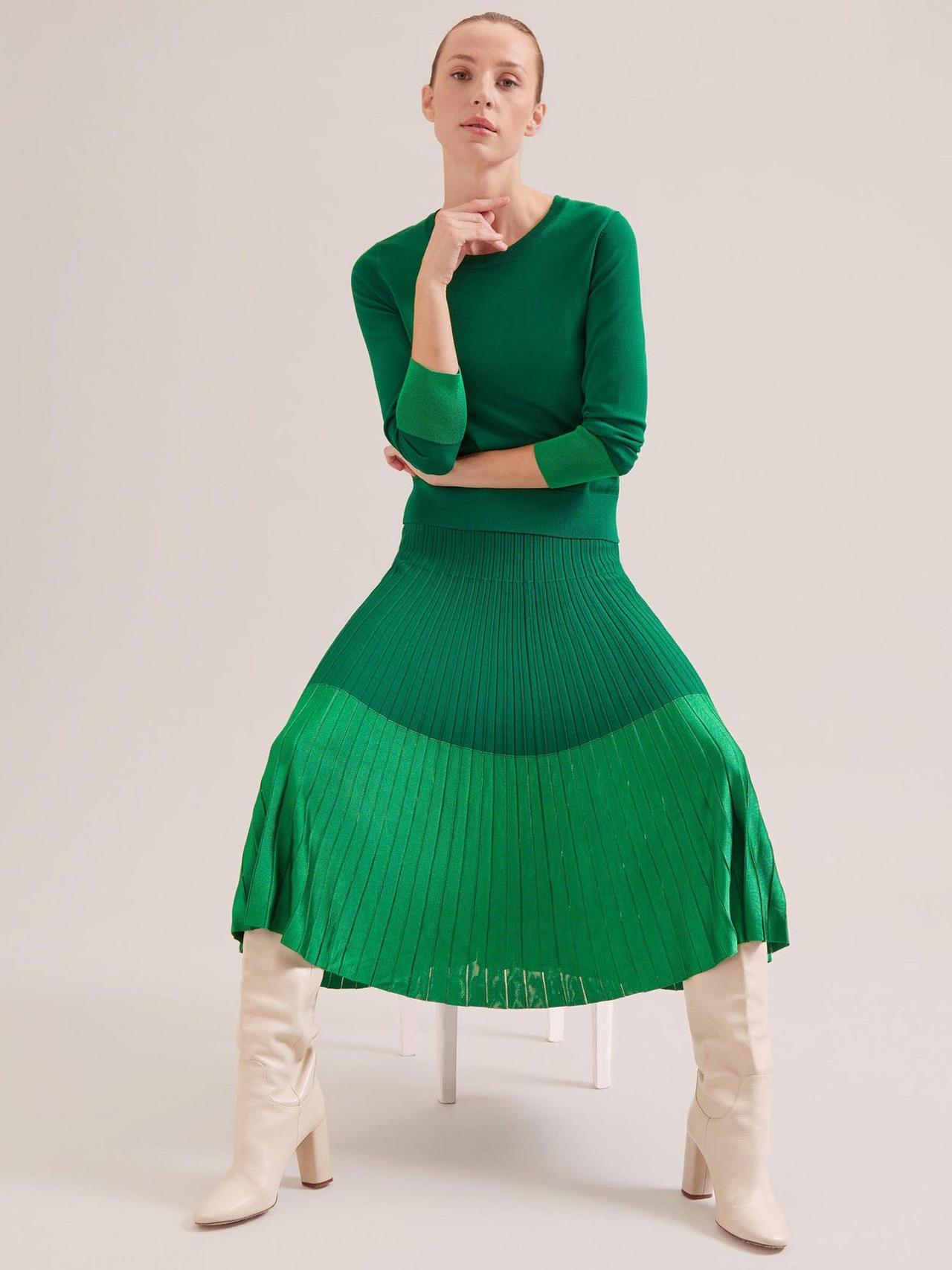 Emerald green Colette contrast hem skirt Skirt Cefinn    - Collagerie