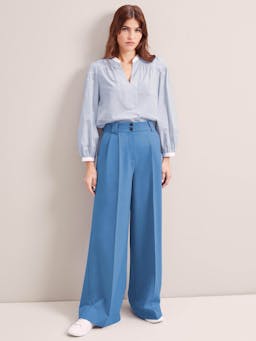 Blue Margot new wool wide leg trousers Trouser Cefinn    - Collagerie