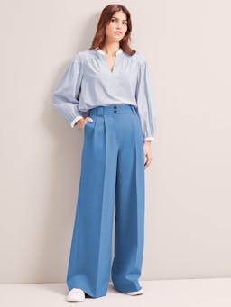 Blue Margot new wool wide leg trousers Trouser Cefinn    - Collagerie