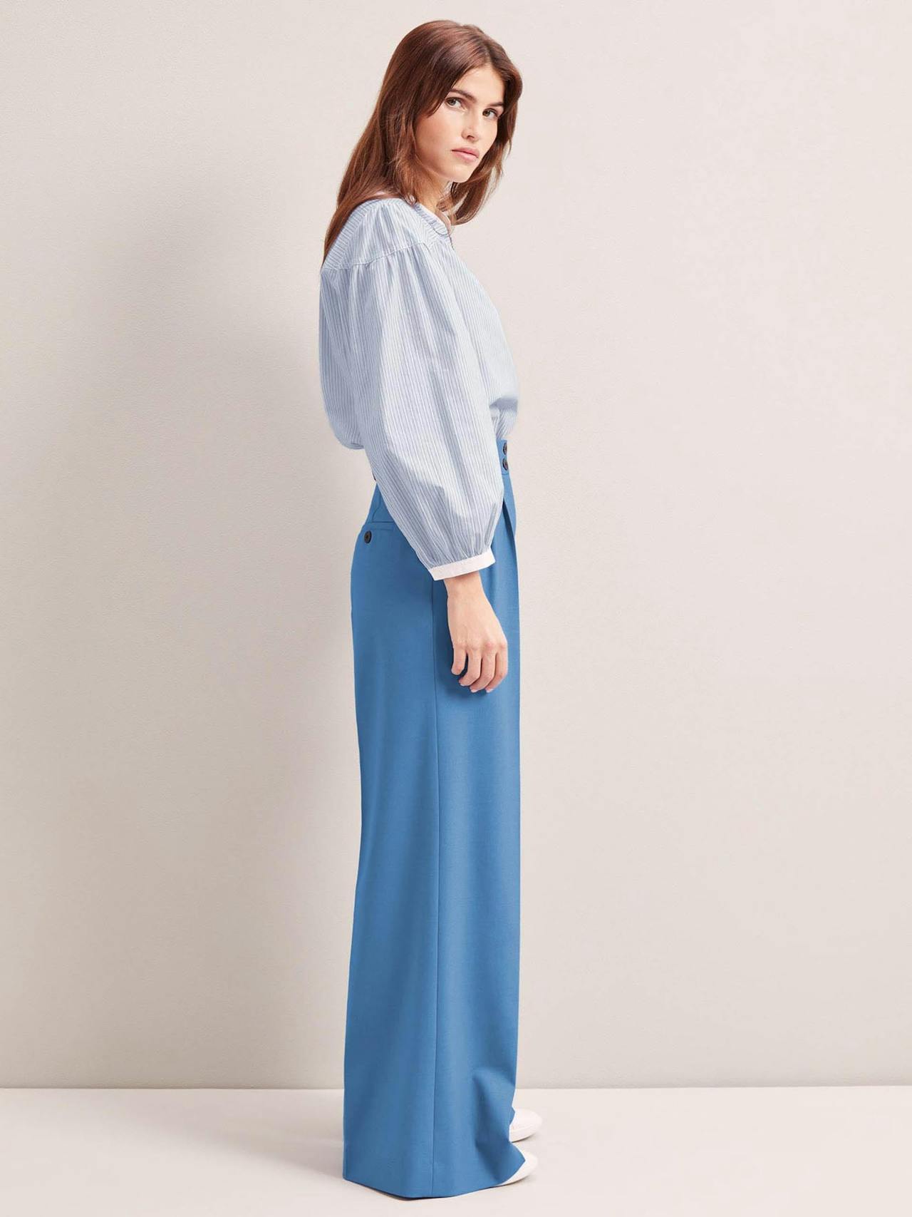 Blue Margot new wool wide leg trousers Trouser Cefinn    - Collagerie