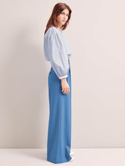 Blue Margot new wool wide leg trousers Trouser Cefinn    - Collagerie