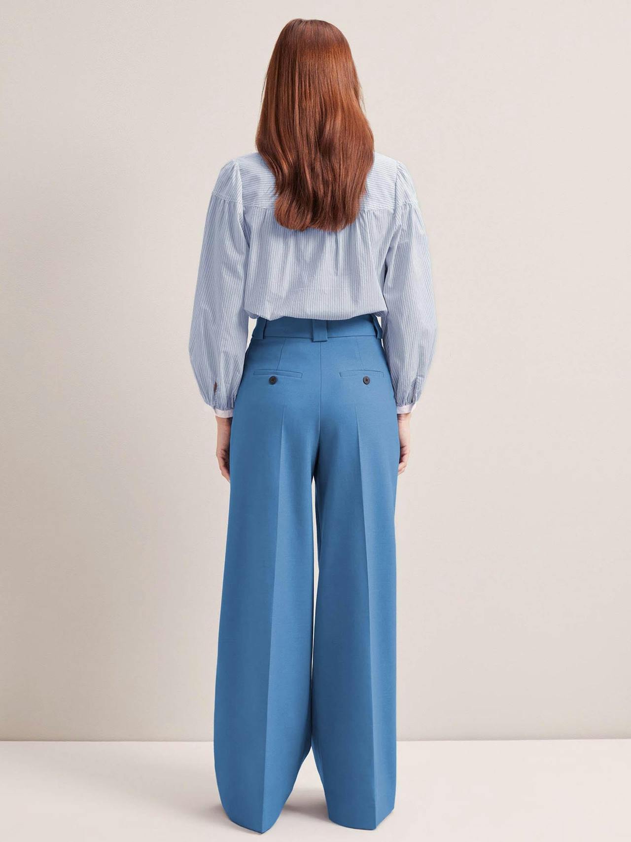 Blue Margot new wool wide leg trousers Trouser Cefinn    - Collagerie