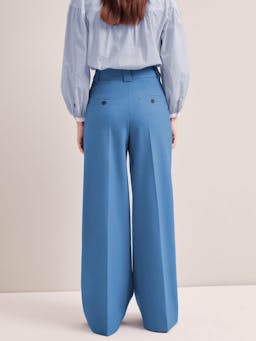 Blue Margot new wool wide leg trousers Trouser Cefinn    - Collagerie