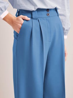 Blue Margot new wool wide leg trousers Trouser Cefinn    - Collagerie