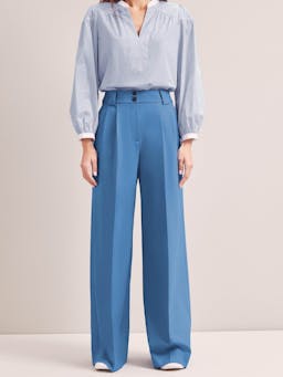 Blue Margot new wool wide leg trousers Trouser Cefinn    - Collagerie