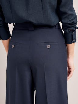 Navy Margot new wool wide leg trousers Trouser Cefinn    - Collagerie