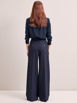 Navy Margot new wool wide leg trousers Trouser Cefinn    - Collagerie